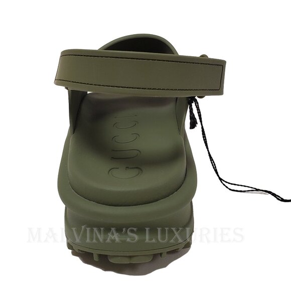 GUCCI SHOES MEN GREEN RUBBER HORSEBIT FLATFORM SANDALS sz 11 / 11.5 - Picture 9 of 16